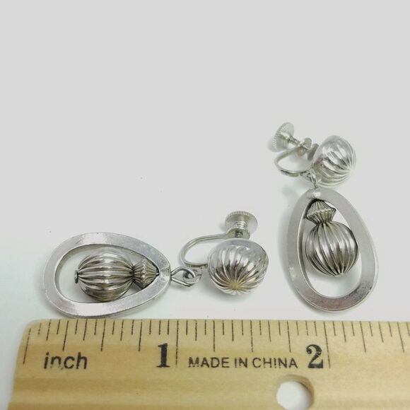 Vintage Coro Dangle Clip On Earrings Mid-century Style Design, Retro Estate - Picture 4 of 6